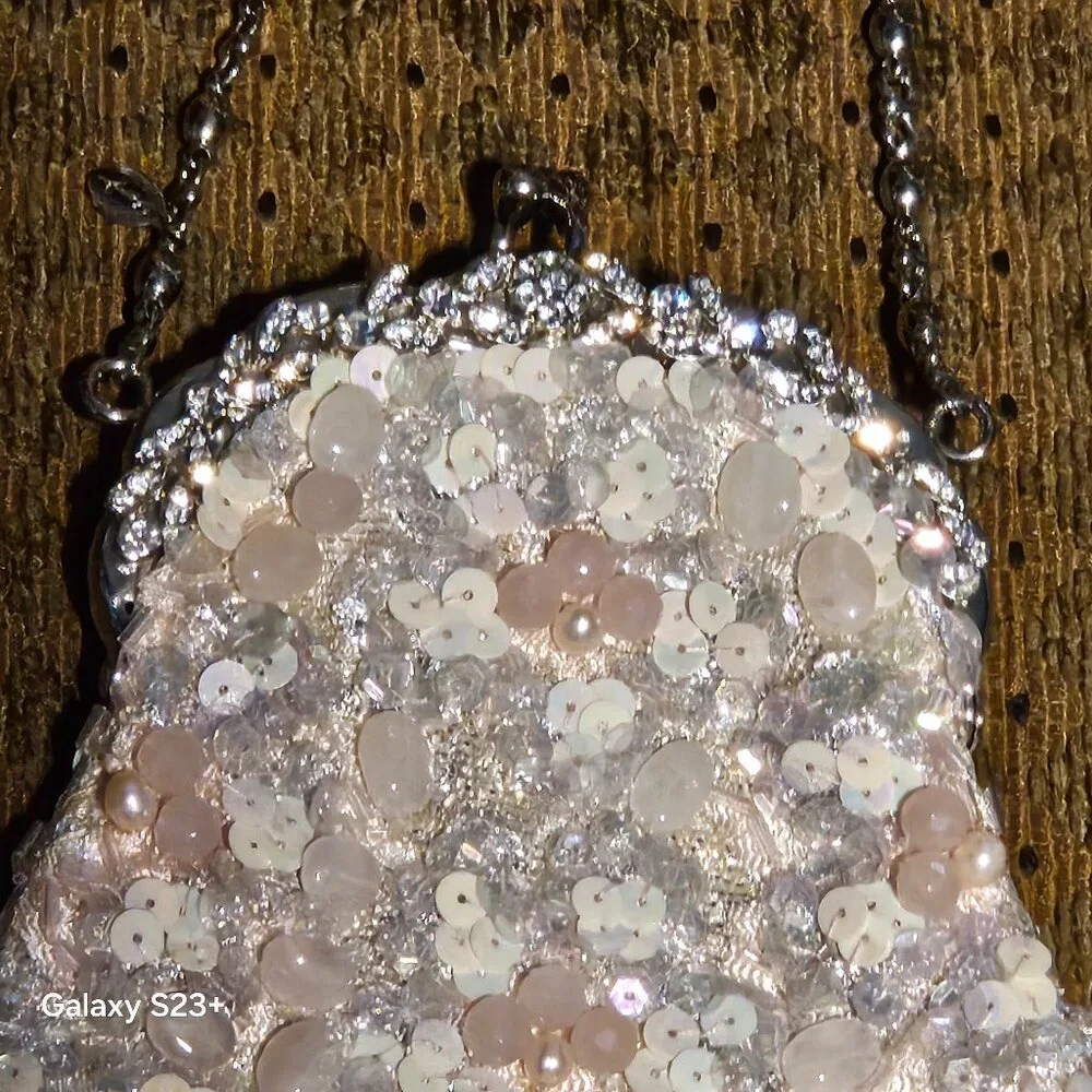VERY RARE STATEMENT HAUTE COUTURE SIMAN TU PINK PEARL CRYSTAL EVENING BAG CLUTCH